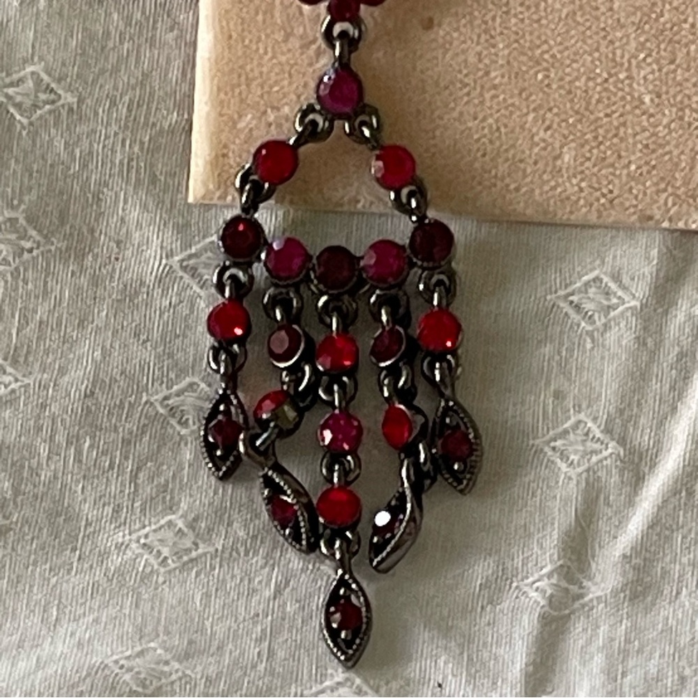 Kirks Folly Ruby Red Chandelier Earrings - Picture 4 of 6